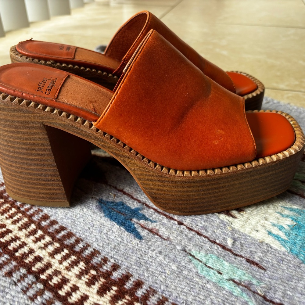 Jeffrey Campbell Orange Platform Mules